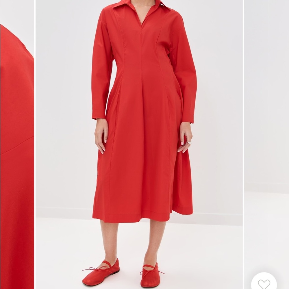 Marni NWT Cotton Midi Dress Vibrant Red Long Sleeve Size M - Picture 4 of 15